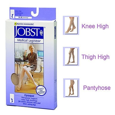 Jobst Women's Opaque 30-40 mmHg Open Toe Knee High Support Sock Size: Large Petite, Color: Silky Beige