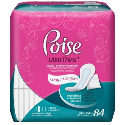 Poise UltraThins, Long, Light Absorbency 84ct (4 Pack)