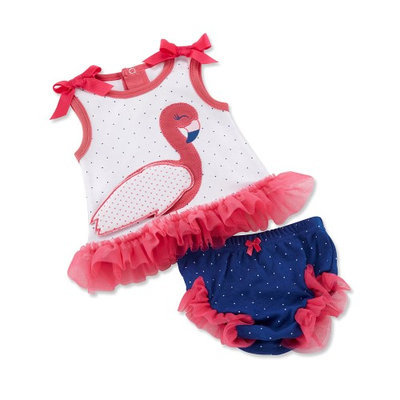 Baby Aspen Girls Fancy Flamingo Tunic and Diaper Cover Set