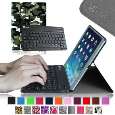 Fintie SmartShell Cover with Wireless Bluetooth Keyboard Case for Apple iPad Air / iPad 5, Camouflage Black