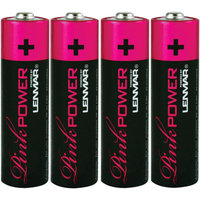 Lenmar PNKAA4 Pink Power Alkaline Batteries, 4pk