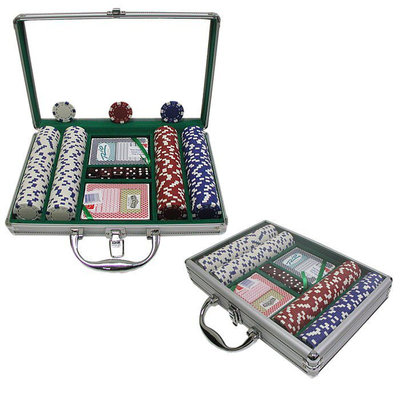 Trademark Poker 200 Dice Striped 11.5g Chips with Clear Cover Aluminum Case
