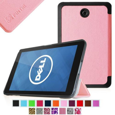 Fintie Slim Shell Leather Case Cover For Dell Venue 7 / New Dell Venue 7 (2014 Version) 7-Inch Android Tablet, Pink