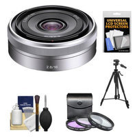 Sony Alpha NEX E-Mount E 16mm f/2.8 Lens + Tripod + 3 UV/FLD/PL Filters Kit for A7, A7R, A7S, A3000, A5000, A5100, A6000 Cameras