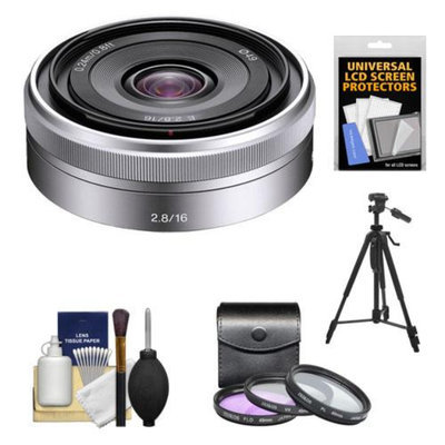 Sony Alpha NEX E-Mount E 16mm f/2.8 Lens + Tripod + 3 UV/FLD/PL Filters Kit for A7, A7R, A7S, A3000, A5000, A5100, A6000 Cameras