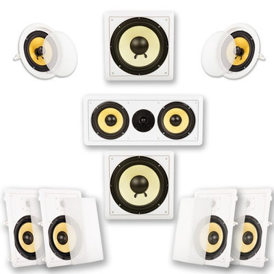 Acoustic Audio HD728 7.1 Channel In-Wall/Ceiling Home Theater Speaker System