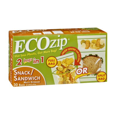 EcoZip 2 Bags in 1 Snack/Sandwich Multi-Storage Bags - 30 CT