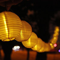 Innoo Tech Solar String Lights Outdoor 15.7ft 20 LED Warm White Fabric Lantern Ball Christmas Globle Lights for Garden Path Party