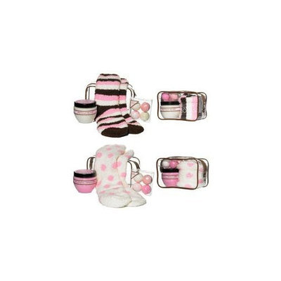 3C Girls Fancy Feet Lotion and Socks Assortment with Bath Fizziies, Warm Socks and Foot Lotion. Select Color: Brown & Pink Stripes