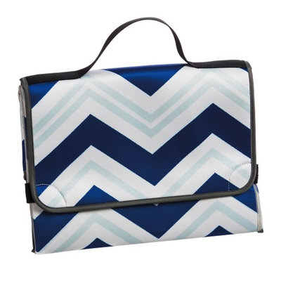 Gifted Living Blue Chevron Diaper Changing Pad And Bag