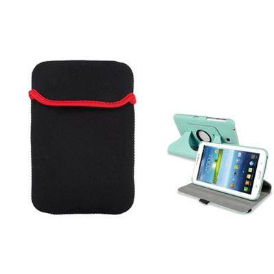 Insten INSTEN Baby Blue 360 Leather Case+Tablet Sleeve Pouch For Samsung Galaxy Tab 3 7.0 inch