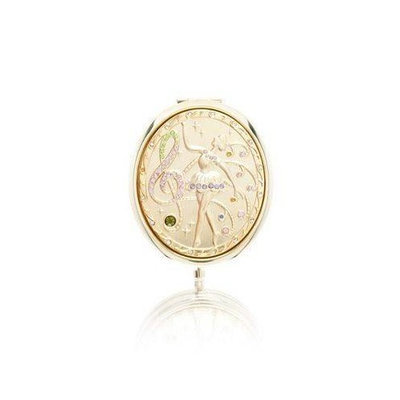 Welforth Gold Music and Ballerina Design Metal Compact Mirror (M-118)