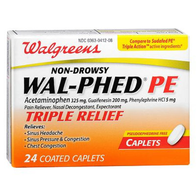 Walgreens Wal-Phed PE Triple Relief Pain Reliever Caplets, 24 ea