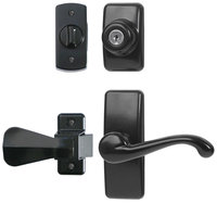 Ideal Security Inc. Deluxe Storm and Screen Door Lever Handle and Keyed Deadlock in Black HK01-I-061