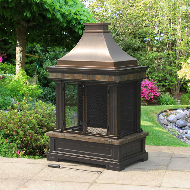 Sunjoy Fireplace Amherst 35 In Wood Burning Outdoor