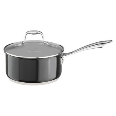 KitchenAid 3 Quart Stainless Steel Saucepan with Lid - Black