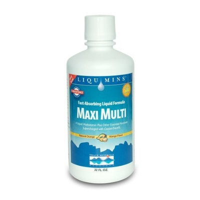 Trace Minerals Research Liqumins Maxi Multi Liquid Multivitamin and Mineral Supplement with Ionic Minerals from Concentrate, Natural Orange Mango Flavor, 32-Ounce Bottle