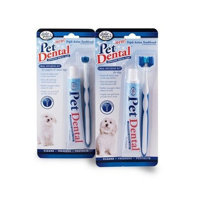 Four Paws Pet Products Triple Action Toothbrush Kit