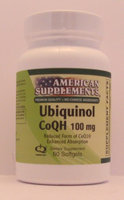 Ubiquinol CO QH 100 MG No Chinese Ingredients American Supplements 60 Softgel