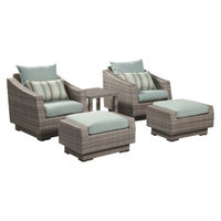 RST Outdoor Cannes 5-Piece Wicker Patio Chat Furniture Set - Blue