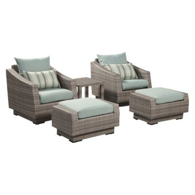 RST Outdoor Cannes 5-Piece Wicker Patio Chat Furniture Set - Blue