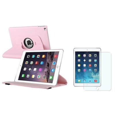 Insten iPad Air 2 Case, by INSTEN Light Pink Multi Viewing Stand Leather Pouch+Anti-Glare Protector for Apple iPad Air 2nd Gen