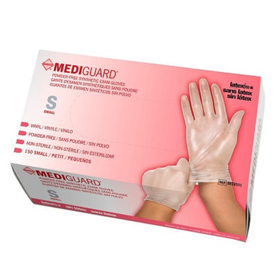Medline Mediguard Exam Glove Vinyl PF 1500ct, Small, Clear, 1 ea