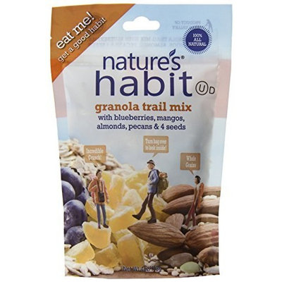 Nature's Habit Granola Trail Mix with Blueberries, Mangos, Almonds, Pecans and Seeds, 4-Ounce Pouches (Pack of 12)