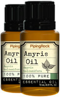 Piping Rock Amyris Essential Oil 2 Bottles x 1/2 oz (15 ml) 100% Pure Oil Therapeutic Grade