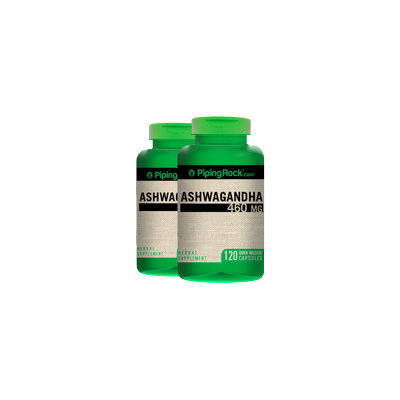 Piping Rock Ashwagandha Root 460mg 2 Bottles x 120 Capsules (Withania somnifera)