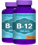 Piping Rock Vitamin B-12 500mcg 2 Bottles x 200 Tables
