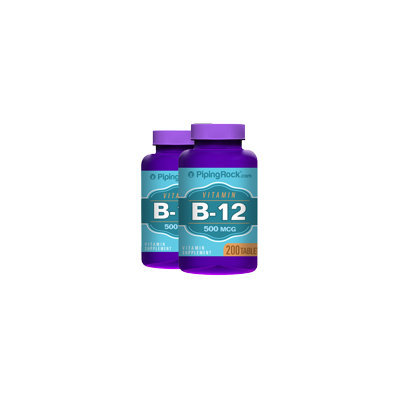 Piping Rock Vitamin B-12 500mcg 2 Bottles x 200 Tables