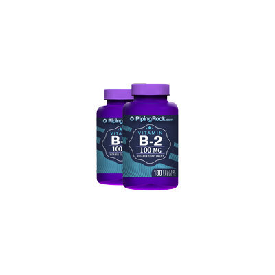 Piping Rock B-2 100 mg (Riboflavin) 2 Bottles x 180 Tablets