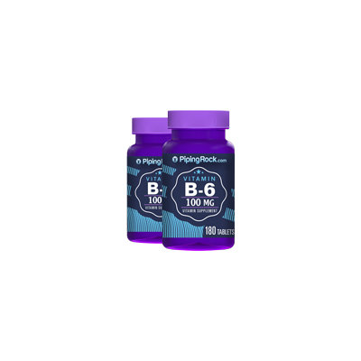 Piping Rock B-6 100mg (Pyridoxine) 2 Bottles x 180 Tablets