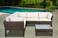Atlantic St. Croix 6 pc Brown Synthetic Wicker Patio Seating Set with Off-White Cushions