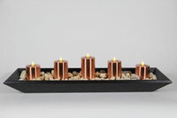 Delighted Home DH-5PPTBLC Black 5 Pillar Polly Trough with 1 6 in. - 2 5 in. and 24 in. Copper Pillars and River Rocks