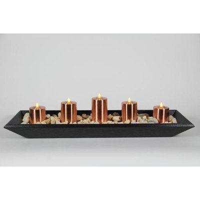 Delighted Home DH-5PPTBLC Black 5 Pillar Polly Trough with 1 6 in. - 2 5 in. and 24 in. Copper Pillars and River Rocks