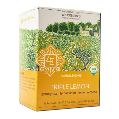 Four Elements Herbals - Organic Herbal Tea Triple Lemon - 16 Tea Bags
