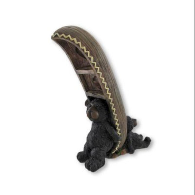 Zeckos Black Bears and Canoe 2 Wine Bottle Holder Display