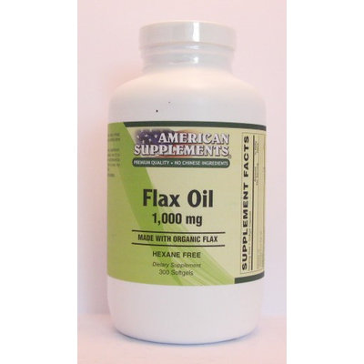 Organic Flax Oil 1000 MG No Chinese Ingredients American Supplements 300 Softgel