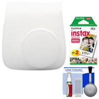 Fujifilm Groovy Camera Case for Instax Mini 8 (White) with 20 Twin Prints + Cleaning Kit