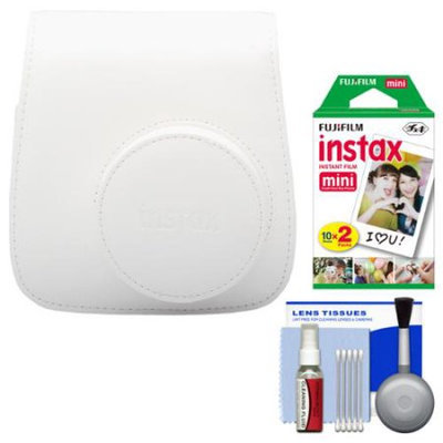 Fujifilm Groovy Camera Case for Instax Mini 8 (White) with 20 Twin Prints + Cleaning Kit