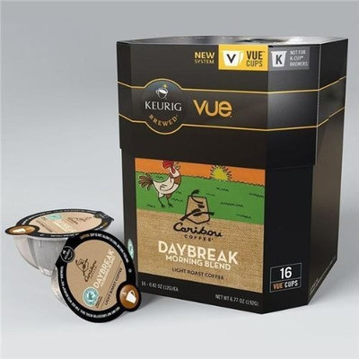 16 Count - Caribou Daybreak Morning Blend Vue Cup Coffee For Keurig Vue Brewers