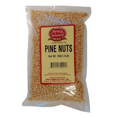 Spicy World Raw Pine Nuts (Pignolias) 1 Pound Bag - Fresh & Premium Quality