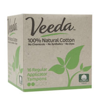 Veeda 100% Natural Cotton Applicator Tampons, Regular, 16 ea