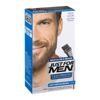 Just For Men Mustache & Beard Brush-In Color Gel Application Kit Light-Medium Brown M-30