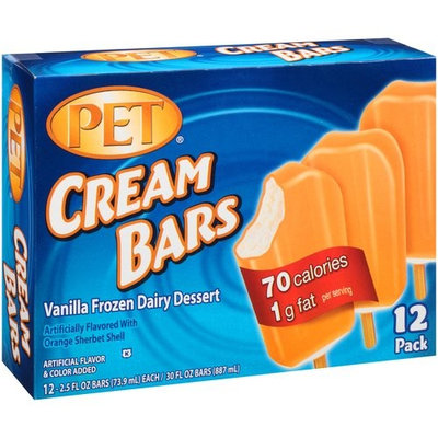 PET Cream Bars Vanilla Frozen Dairy Dessert, 2.5 fl oz, 12 count