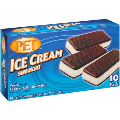 PET Vanilla Ice Cream Sandwiches, 3.5 fl oz, 10 count