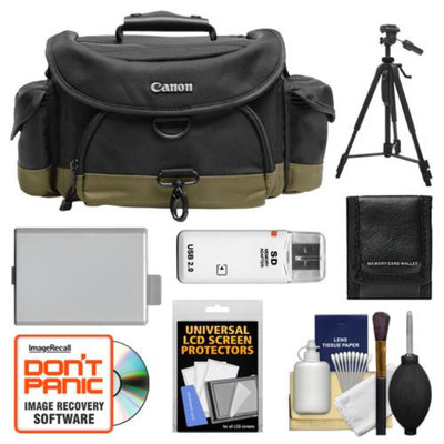 Canon 10EG Digital SLR Gadget Bag + Tripod + LP-E5 Battery + Accessory Kit for EOS Rebel XS, XSi & T1i