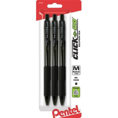 Pentel Of America BK450BP3A Click N Go Retractable Ballpoint Pen Black